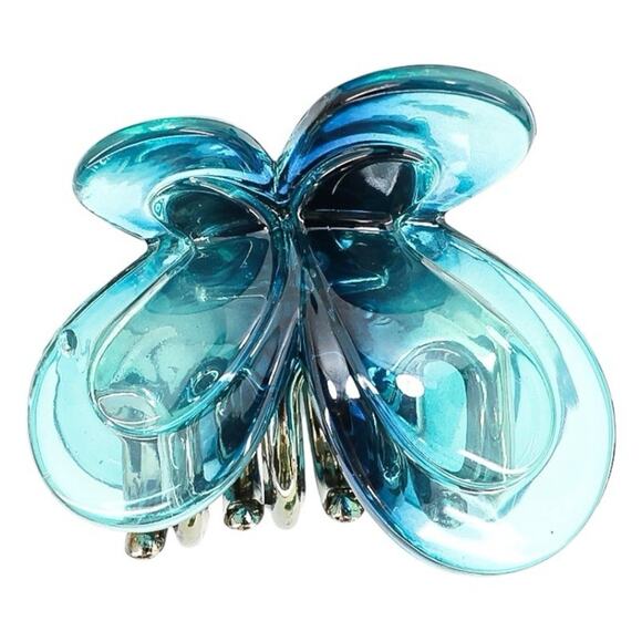 Whimsical Butterfly Floral Hair Accessories Set Blue Green Hair Sticks Claw Clip - Picture 6 of 12